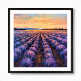 Lavender Field At Sunset Art Print