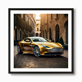 Golden Aston Martin  Art Print