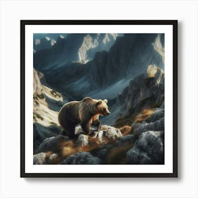 Grizzly Bear In The Mountains Art Print