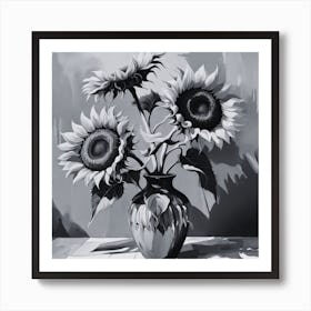 Sunflowers In A Vase 3 Art Print