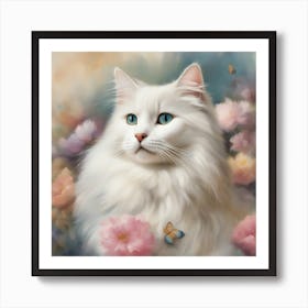 White Cat With Blue Eyes 2 Art Print