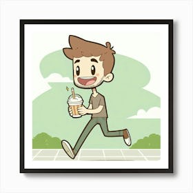 A Boy and his Iced Coffee Art Print