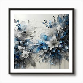 Blue And White Flowers 1 Art Print