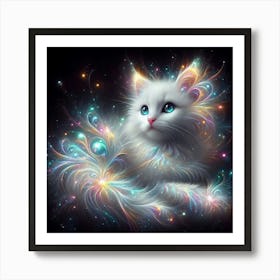 White Cat With Blue Eyes 12 Art Print
