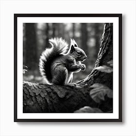 Black And White Squirrel 1 Art Print