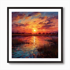 Sunset In The Marsh Poster