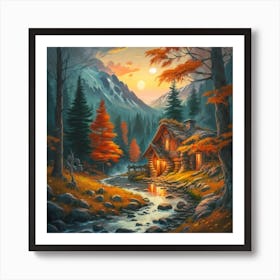 A peaceful, lively autumn landscape 11 Art Print