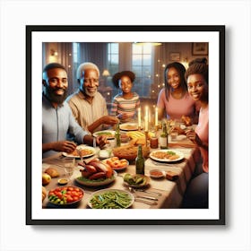 Thanksgiving Dinner With Family Art Print