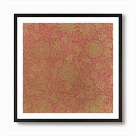 Floral Motifs In Pink And Gold Art Print