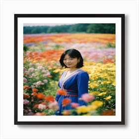 Girl In A Flower Field Art Print