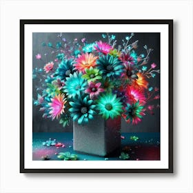 Colorful Flowers In A Vase 2 Art Print