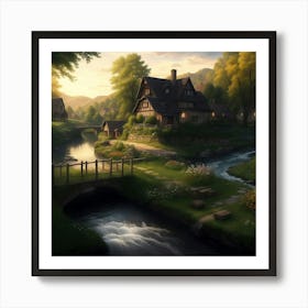 Tranquil Village Charm Art Print