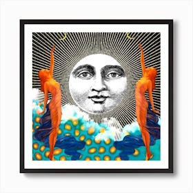 The moon - ladys - starry night - photo montage Art Print