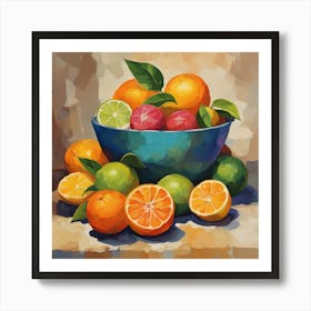 Oranges In A Bowl 2 Art Print