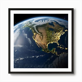 Earth At Night 16 Art Print