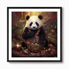 Bejewelled Panda Bear caught red-pawed stealing some bling! 1 Art Print