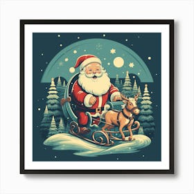 Santa Claus In Sleigh 3 Art Print