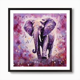 Elephant - Music Notes Art Print