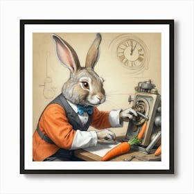 Rabbit In A Machine Art Print