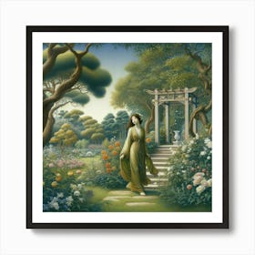 Lady In The Garden 3 Art Print