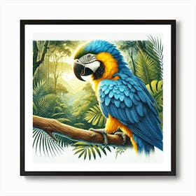 Parrot In The Jungle 4 Art Print