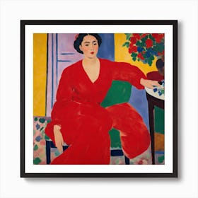 Woman In Red Dress 2 Art Print