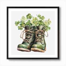 Boots With Shamrocks 3 Art Print