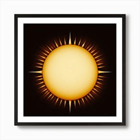Sun On Black Background Art Print