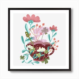 Teacup With Flowers cozy aesthetic Poster