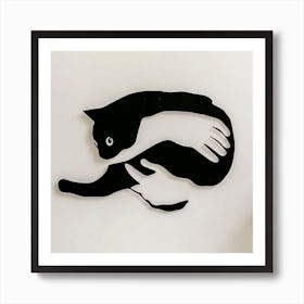 Cat In Hand Art Print