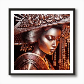 Japan Traditional Geisha Illustration By Ad 187 Art Print