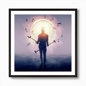 Silhouette Of A Musician Art Print