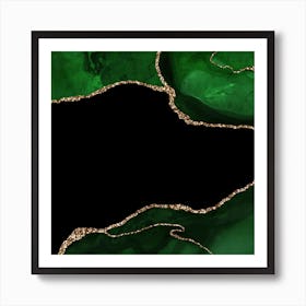 Green & Gold Agate Texture 04 Art Print