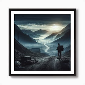 Soldier In The Mountains Art Print