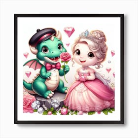 Princess And Dragon 3 Art Print