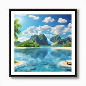 Tropical Island With Palm Trees Art Print