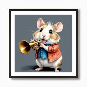 Hamster Playing The Trumpet Art Print