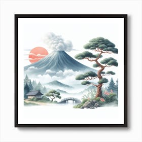 Japanese volcano Fuji Art Print