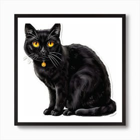 Black Cat With Yellow Eyes Art Print