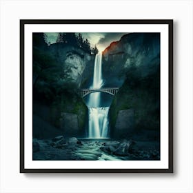 Multnomah Falls at sunset. Just one of many large waterfalls along the Columbia Gorge in Washington and Oregon (27) Art Print