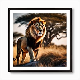 Lion In The Savannah 20 Art Print