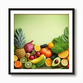 Fresh Fruits And Vegetables Frame Art Print