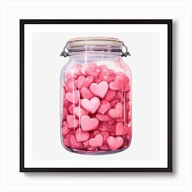 Pink Hearts In A Jar 6 Art Print