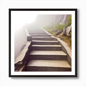 Stairs Leading Up To A Mountain 1 Art Print