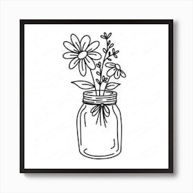 Flowers In A Mason Jar Art Print