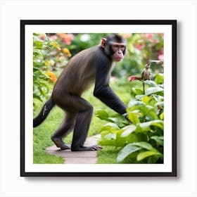 Monkey In The Garden Photo Art Print