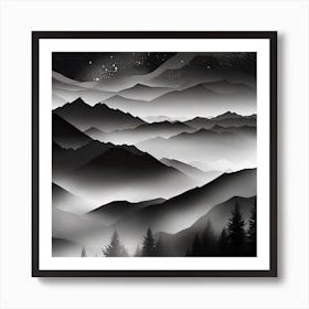 Black And White Mountains Art Print