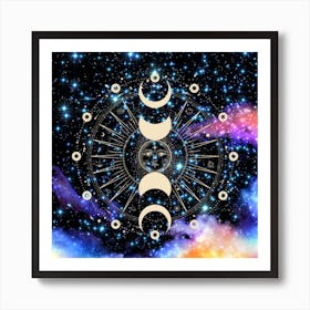 Moon Phases Galaxy Art Print