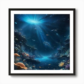 Underwater Seascape paintings art print Art Print