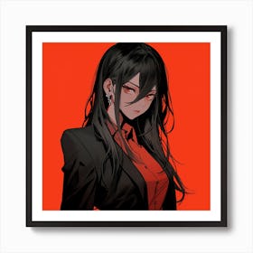 Anime Girl With Black Hair 1 Art Print